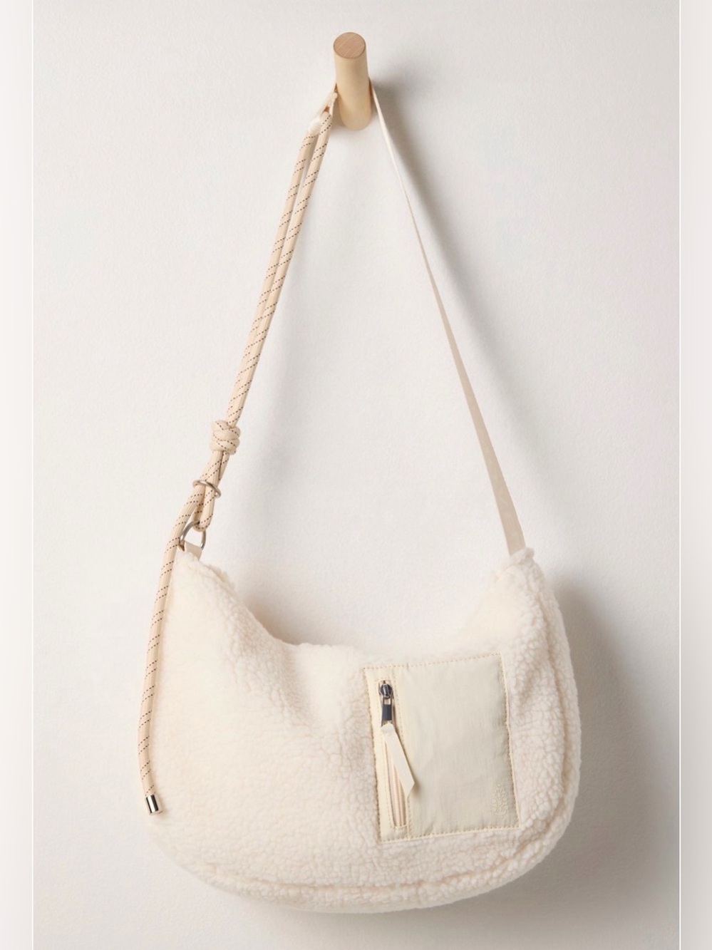 Free People FP Movement Slopes Sherpa Sling Bag NWT Ivory Cream